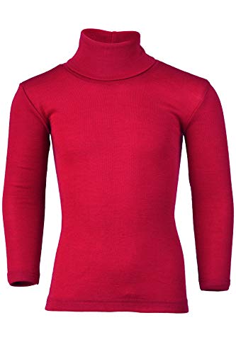 Engel Natur - Maglia intimo a collo alto per bambini, 70% lana vergine organica, 30% seta, certificato GOTS Rosso ciliegia 140 cm