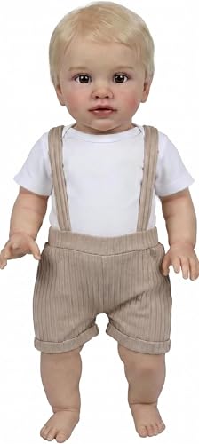 KAWAYII 26 Inch Pippa Boy Standable Reborn Toddler Baby Doll Boy Realistic Newborn Doll Soft Vinyl Real Looking Reborn Baby Toy Gift Set for Kids Age 3+