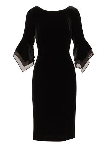 Image of Adrianna Papell Velvet Bell Sleeve Short Dress
