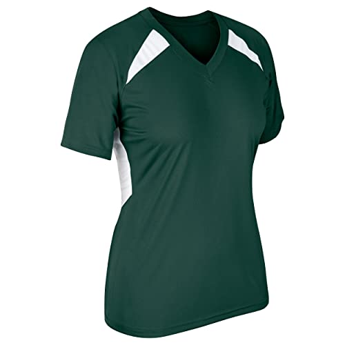Champro Women's Standard Check Fastpitch Softball Jersey, Forest Green, White, Medium