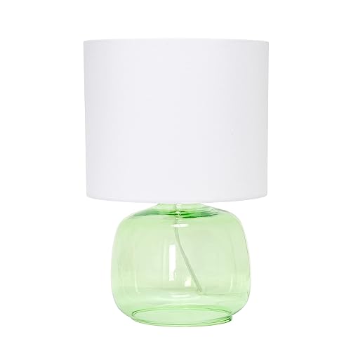 Simple Designs LT1211-GRW 13.75" Contemporary Glass Table Lamp, Green with White Shade