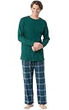PajamaGram Mens Flannel Pajamas Sets - Plaid Flannel Mens Pajamas, Green, MD
