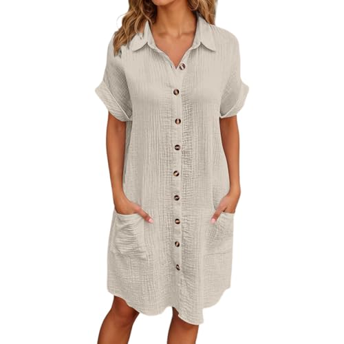 Robe chemise été midi ample et légère à manches courtes
