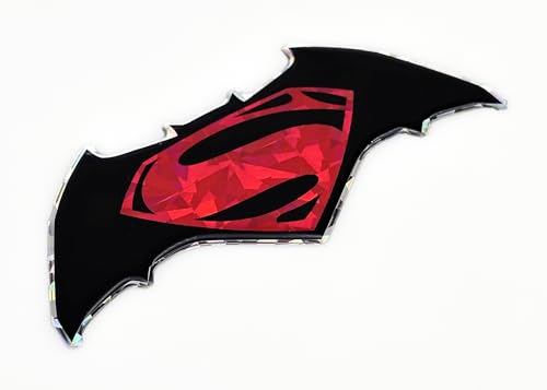 Image of Elektroplate Batman v Superman Reflective Car Decal Silver Oversized 8.5 inch | Officially Licensed DC Comics - Weatherproof Automotive Grade Domed Sticker for Water Bottle, Laptop & More - Made in the USA