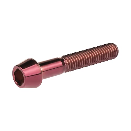Image of Titanium Ti Bolt M5x9 16 18 20 25 30 35 40 45 50 55 60mm Tapered Head Screws Pack of 4 (M5x35mm, Burgundy)