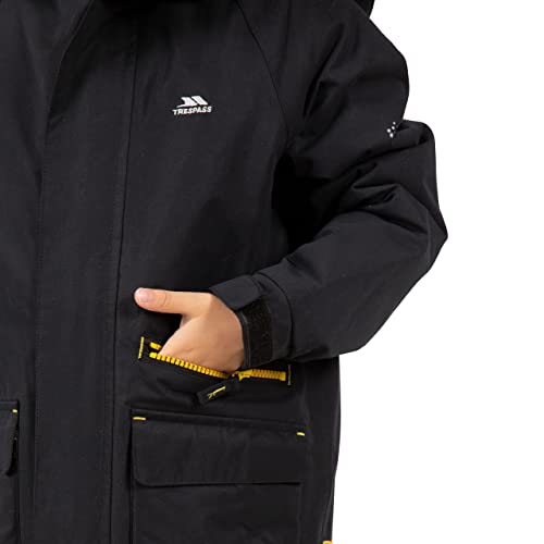 Trespass Boys Padded Waterproof Jacket Detachable Hood Parka Style Raincoat Windproof Hooded School Coat Upbeat