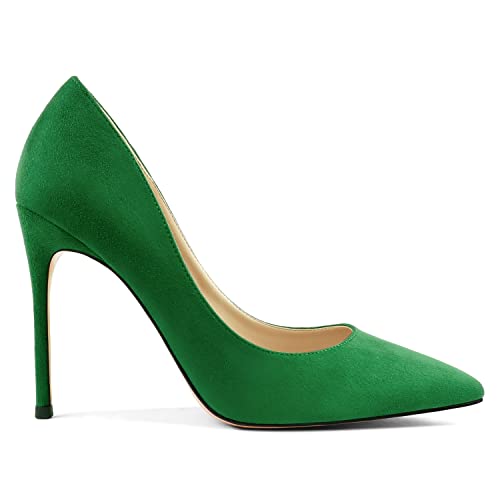 COLETER Women's 4 Inch Pumps Pointy Toe Wedding Dress Shoes Slip on Stiletto Pumps