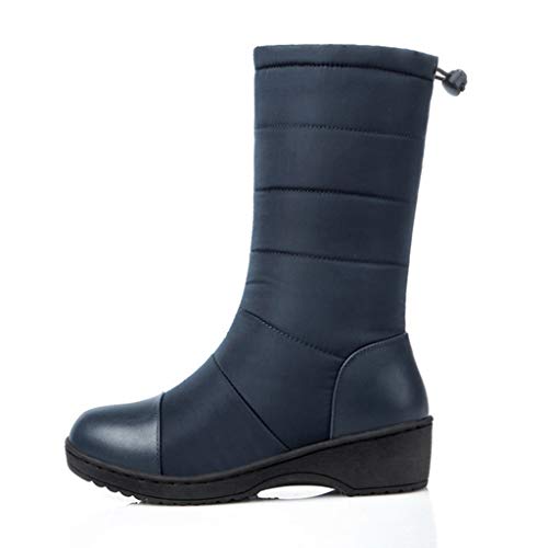 MIOKE Women's Winter Mid Calf Snow Boots Waterproof Rain Fur Lined Elastic Platform Cold Weather Snow Boot3