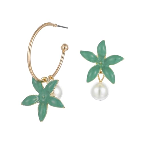DEARMAMY 1 Par pendientes de mujer decoración de orejas de fiesta aretes asimétricos con flores para el oído asimétrica
