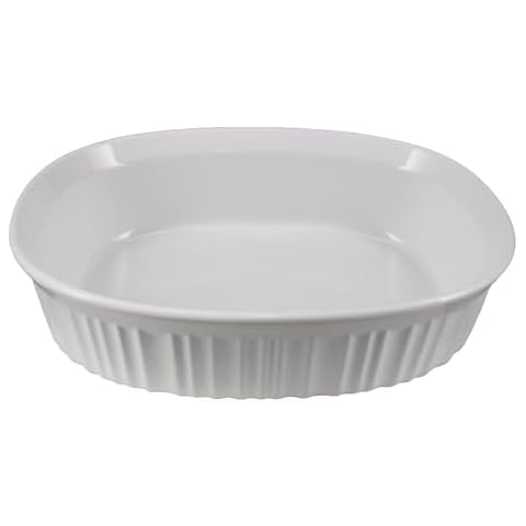 Corningware FS12 French White 1.5qt/1.4L Oval Ceramic Casserole Bakeware Dish Cover