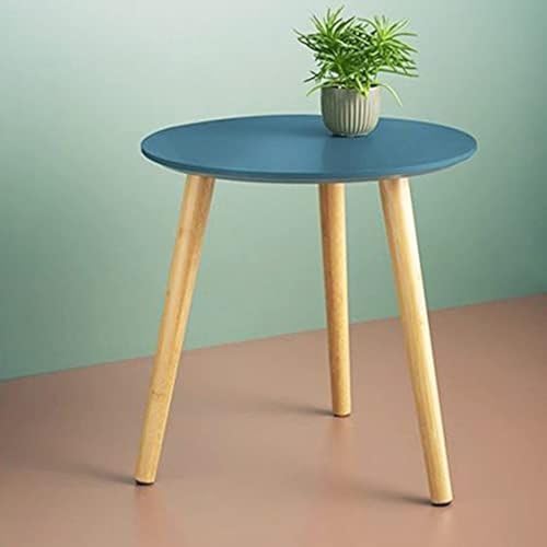Image of End Table Wooden Side Table Foldable Round Shaped Side Table /Tea Coffee Breakfast Table Modern Living Room,or Apartments (Blue Natural)