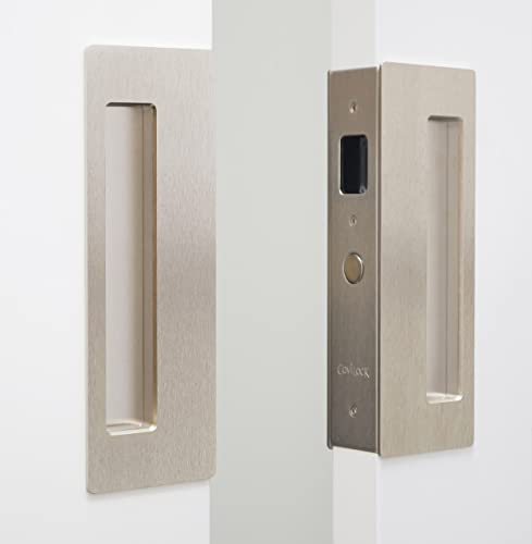 Juego de herrajes para puertas empotradas Cavilock CL400D-PA-34 con cierre magnético de paso, doble puerta, para espesor de puerta de 1-3/4 pulgadas miniatura 1