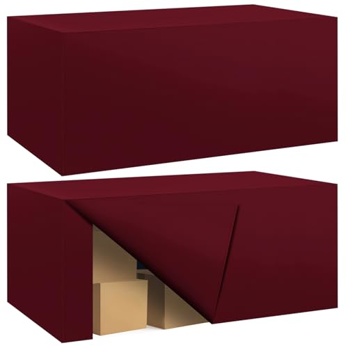 Ascoza 2 Pack Fitted Tablecloth for 8 Foot Rectangle 96 x 30 Inch Burgundy Table Covers Water Resistant Polyester Cloth for Folding, Parties,Display, Trade Show (Burgundy)