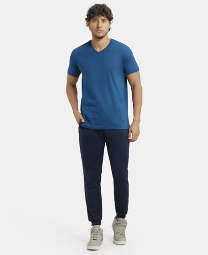 Image of Jockey AM05 Men Super Combed Cotton Rich Pique Slim Fit Jogger with Zipper Pockets