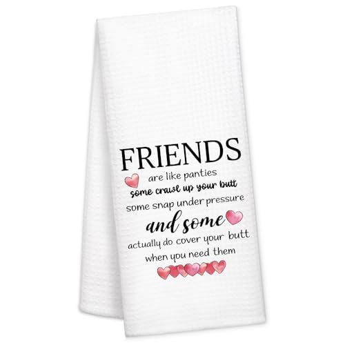 WUUCKOO Friends are Like Panties Kitchen Towel, Good Friends Dish Towel, Warm Birthday Tea Towel for...