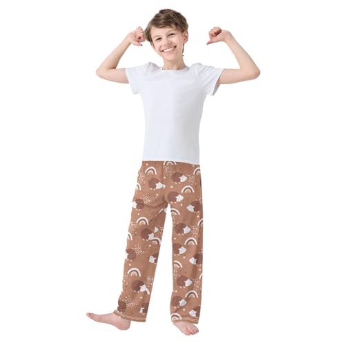 Hedgehog Rainbow Boys Long Pants Soft Trousers Elastic Waist Kids Lounge Bottoms with Pockets S-XL2