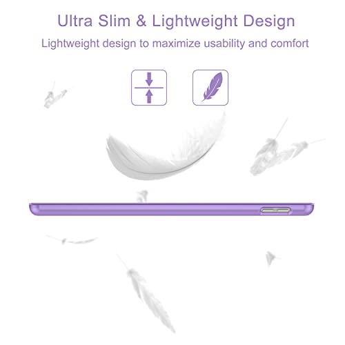 Soke Case for iPad 9th/8th/7th Generation 2021/2020/2019, [Slim Trifold Stand + Auto Wake/Sleep], Premium Protective Hard PC Back Cover for Apple iPad 10.2 Inch (Lilac)