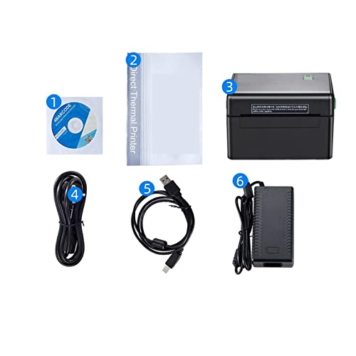 Image of 4 Inch Label Printer Portable Functional Thermal Printer Support USB Interface 152mm /s Barcode Printer Black White(DT108B Black)
