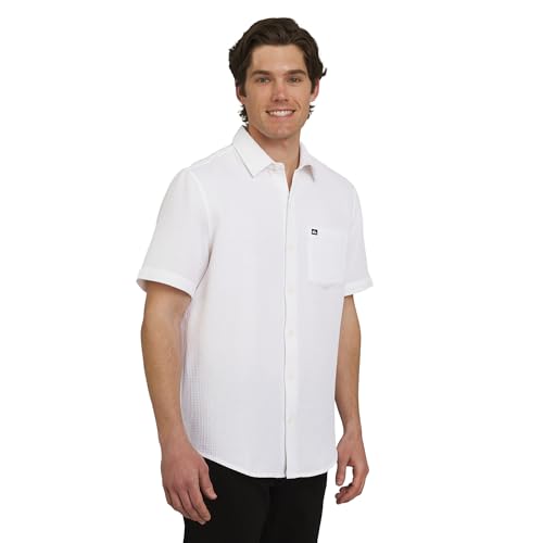 Quiksilver Men's Premium Cotton Short Sleeve Button Up Waffle Woven Shirt3