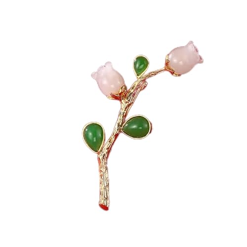 Broche jade rose calcédoine verte idée cadeau d'anniversaire raffiné
