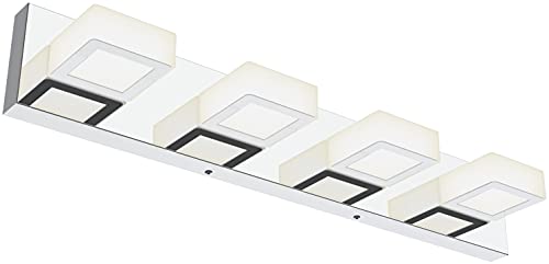 Image of Ralbay Chrome Vanity Lights for Bathroom Adjustable Acrylic Chrome Modern LED Bathroom Vanity Lights Over Mirror (Natural White Light)