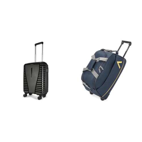 Image of Aristocrat Airpro Cabin (Small Size) Hard Case Trolley Bag, 8 Wheels, Polypropylene Case Luggage, + Cadet Polyester 52 cms Blue Travel Duffle (Cadet)