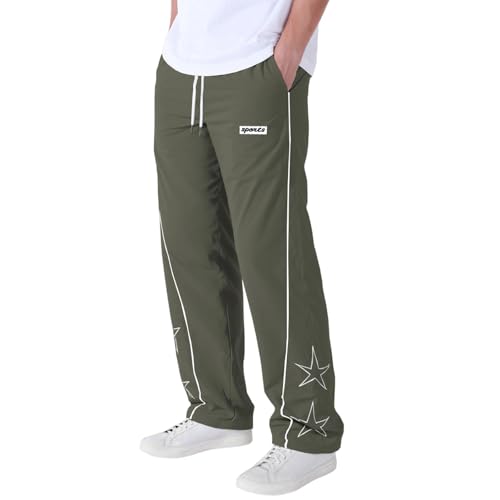 FQZWONG Men's Baggy Track Pants Y2K Streetwear Sweatpants Casual Loose Drawstring Letter Lounge Sports Trousers with Pockets