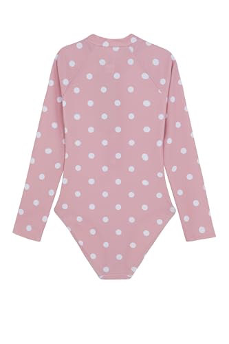 Gottex Girls Kids Long Sleeve Zip Front One Piece Swimsuit Chlorine Fade Resistant and Built-in UPF UV Protection, Pink