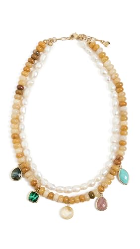MAYAMAR Women's Double Pearl Beaded Charm Necklace, Gold, One Size