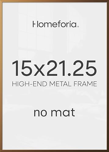 Image of Homeforia 15x21.25 Bronze Puzzle Frame, High End Metal 15 x 21.25 Picture Frames without Mat, 21.25x15 Thin Brass Poster Frame for Wall, 15by21.25 Puzzle Art Frames, Tempered Glass, Wall Kit, Set of 1