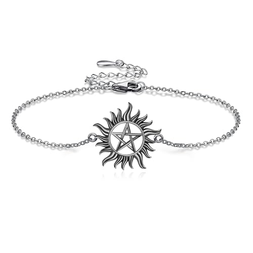 URONE Supernatural Bracelet 925 Sterling Silver Anti Possession Bracelet Pentagram Jewelry Gifts for Women