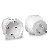 Ziissup European to USA Plug Adapter, EU to US Plug Adapter, Europe to USA Travel Converter for Most of Europe EU Spain France Type C/E/F Plugs to US Power Adapter, 1-Pack. White