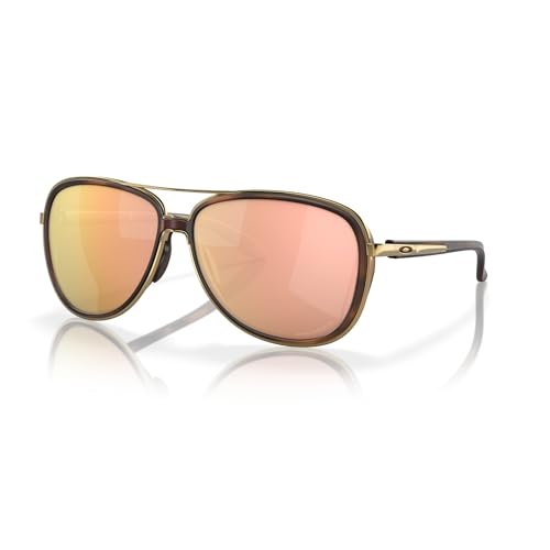 Oakley Split Time OO4129 412914 58MM Brown Tortoise/Prizm Rose Gold Polarized Aviator Sunglasses for Women+Microfiber Pouch