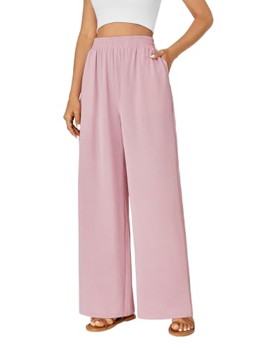 LYANER Women's High Waisted Palazzo Pants Casual Wide Leg Lounge Pant with Pockets for Beach Travel Vacation3