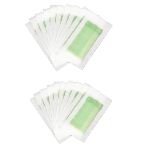 QUXVUIS 20 uds tiras de depilación con cera tira de depilación cera papel verde aplicable a la barbilla del labio las axilas
