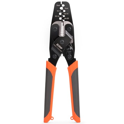 iCrimp Open Barrel Terminal& Weather Pack Terminal Crimper for AWG 24-14 with Built-in Wire Stripper&Cutter