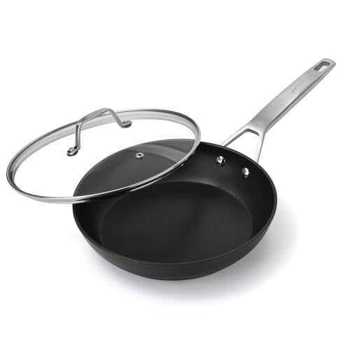 MSMK 18cm Non Stick Frying Pan with Lid, Long Lasting Forged Aluminium Frying Pan, Wok Non Stick, Scratch-Resistant, Induction Compatible, Stainless Steel Handle