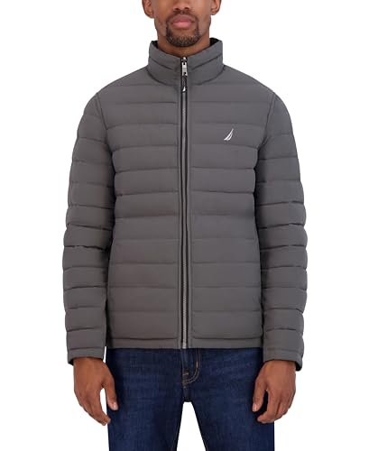 Image of Nautica Men's Reversible Quilted Puffer Jacket -Midweight Mechanical Stretch Winter Coat