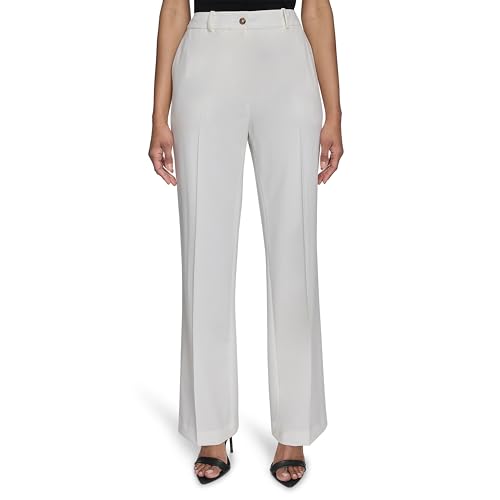 H HALSTON Women's Straight Leg Woven Suiting Pant