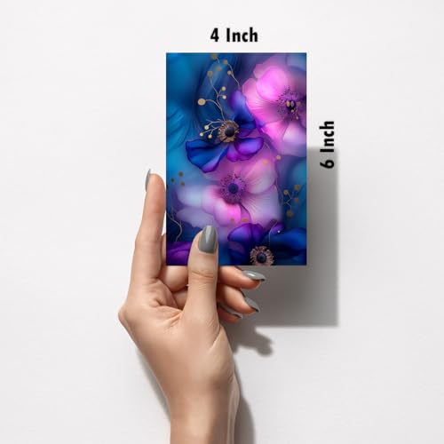 Image of SiddArtify Floral Abstract Art Print Set - Pink Purple Blue & Gold - Set of 2-4x6 Inch - Board (Pack of 6) - Sticker (Pack of 6) Wall Room Decoration art Poster Prints