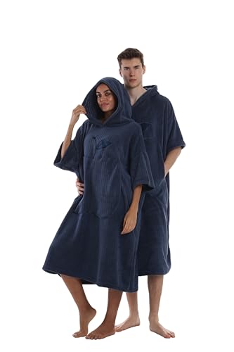 Capecage Surf Poncho Changing Robe with Hood Beach Cover Up for Women - Bathing Suit & Swimsuit Cover-Up Womens Poncho.(Navy Blue)