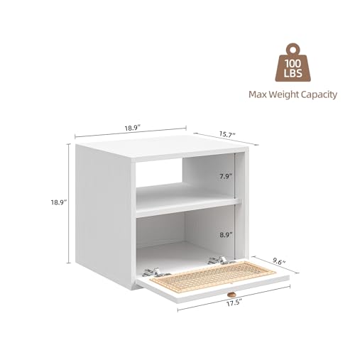 FurniNova 3-in-1 Modular TV Stand with Rattan Doors, DIY Media Console Boho Entertainment Center Modern TV Cabinet with Open Shelves,White - Image 3