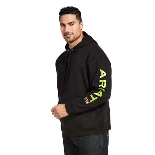 Ariat Men's Rebar Graphic Hoodies, Black/Lime, X-Large Tall