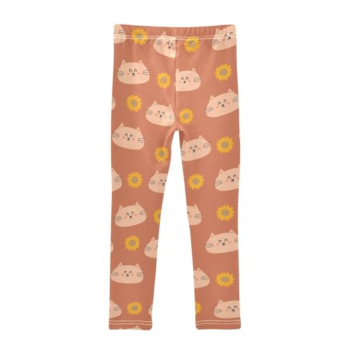 Girls Leggings Cute Cartoon Cats and Sunflowers Toddler Girls Clothes Leggings for Girls Toddler Girls Leggings 3-4T2