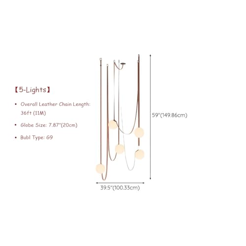 Susuo Modern 5-Lights Globe Chandeliers With Leather Chain thumb #6