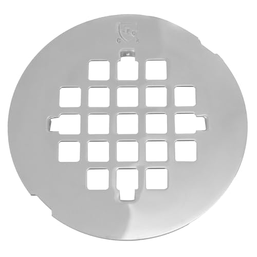 Westbrass D206P-2-26 2" No-Caulk PVC Compression Shower Drain with 4-1/4" Round Grid Cover, Polished Chrome (2-Pack)