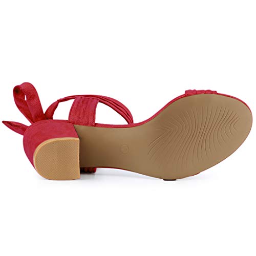 Image of Allegra K Women's Open Toe Ankle Tie Back Block Heels Sandals