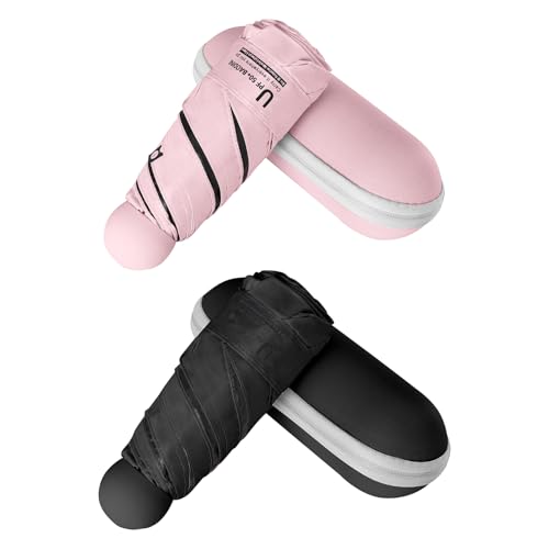 Image of BAODINI Travel Mini Umbrella for Purse with Case-Small Compact UV Umbrella Protection Sun-Lightweight Tiny Pocket Umbrella with Case for Women, Girls