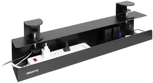 Mount-It! Under Desk Cable Management Tray – Clamp-On No-Drill Me...