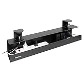 Mount-It! Clamp-On Under Desk Cable Management Tray – No-Drill Metal Cable Organizer for Office & Glass Desks, Secure Wire Management Tray for Power Strips & Cords – Sturdy Desk Cable Tray 23.6" Black